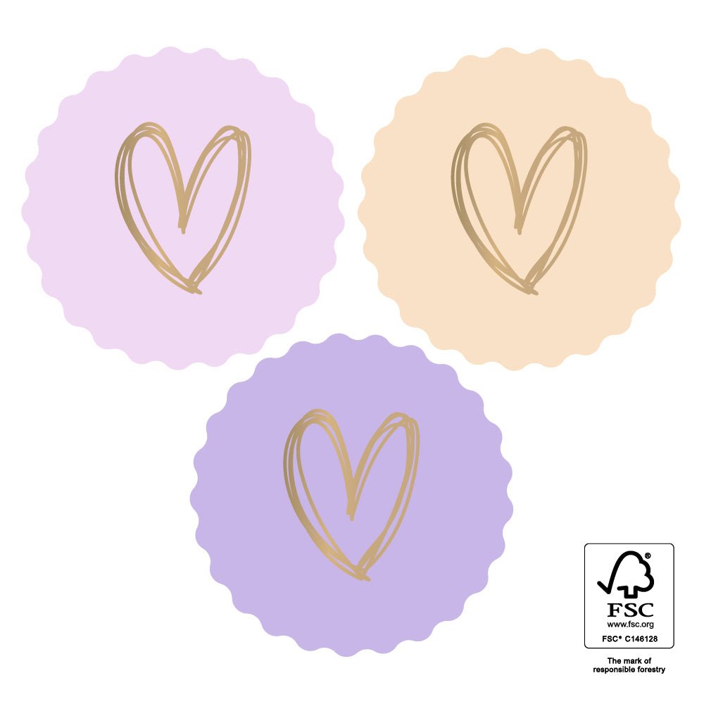 Stickers hartje lila - 5,5cm 6 stuks