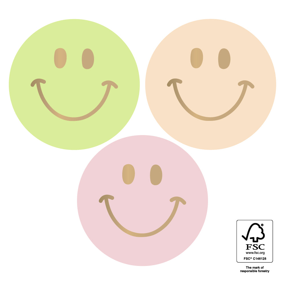 Stickers smileys roze - 5,5cm 6 stuks