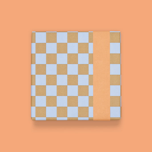 Cadeaupapier ruitjes blauw 30cm