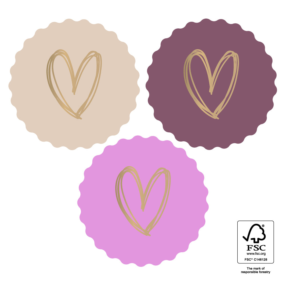 Stickers hartje roze-beige - 5,5cm 6 stuks