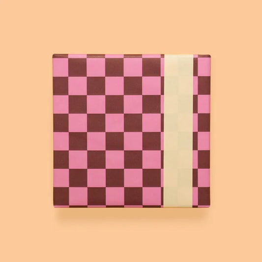 Cadeaupapier ruitjes roze-beige 30cm