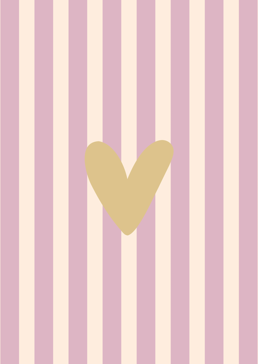 Kaart hartje groen lila strepen