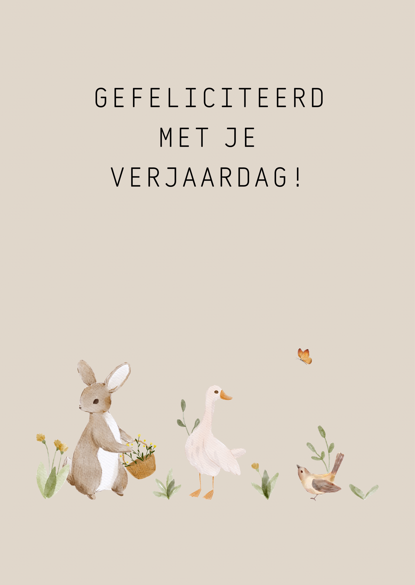 Kaart gefeliciteerd diertjes