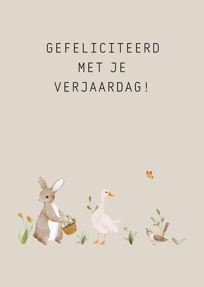 Kaart gefeliciteerd diertjes