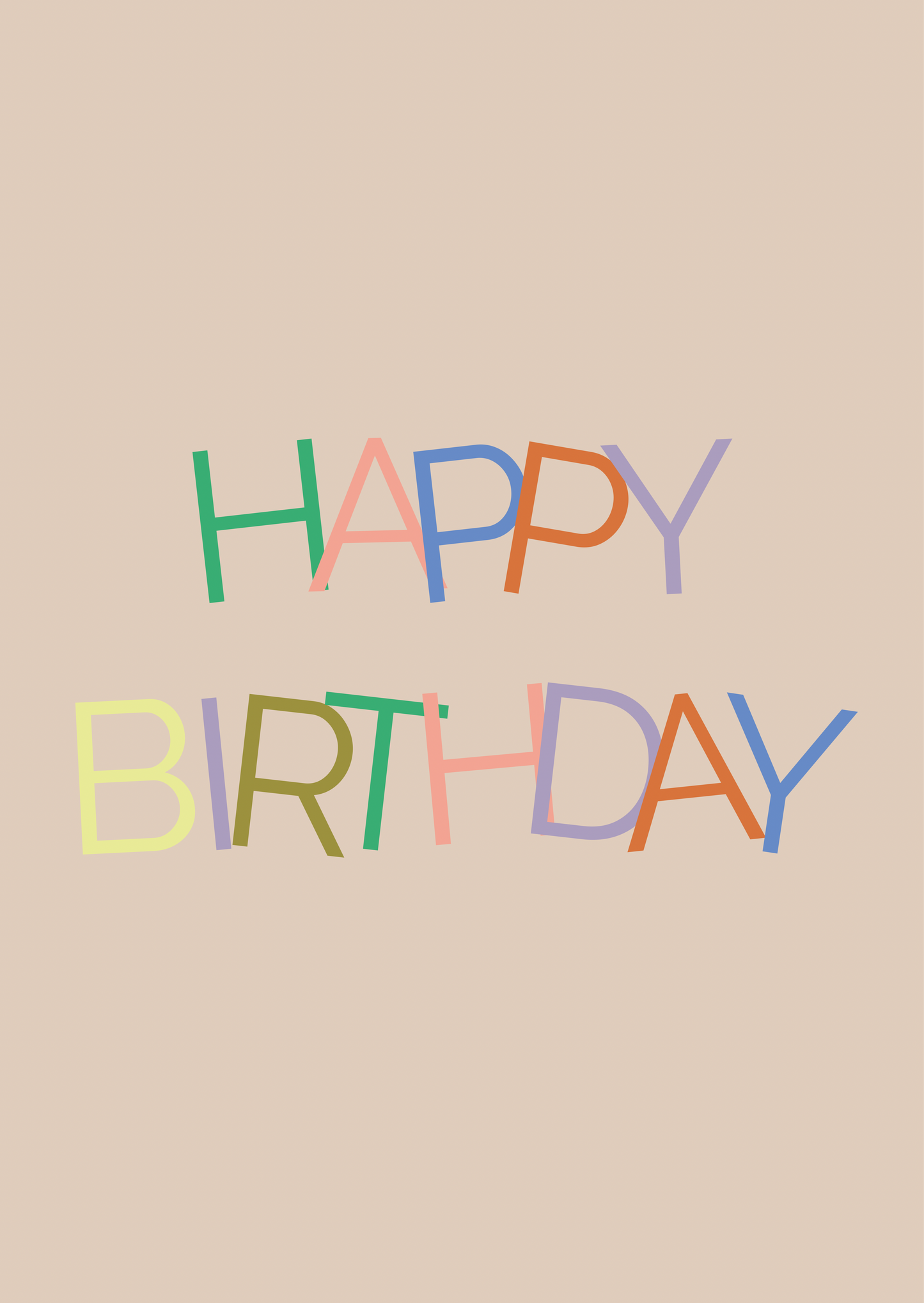 Kaart happy birthday kleurtjes