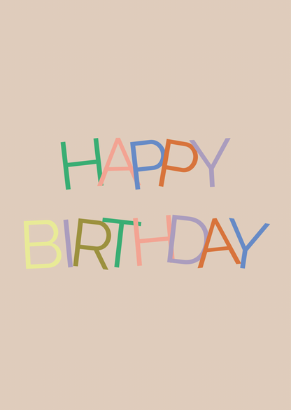 Kaart happy birthday kleurtjes