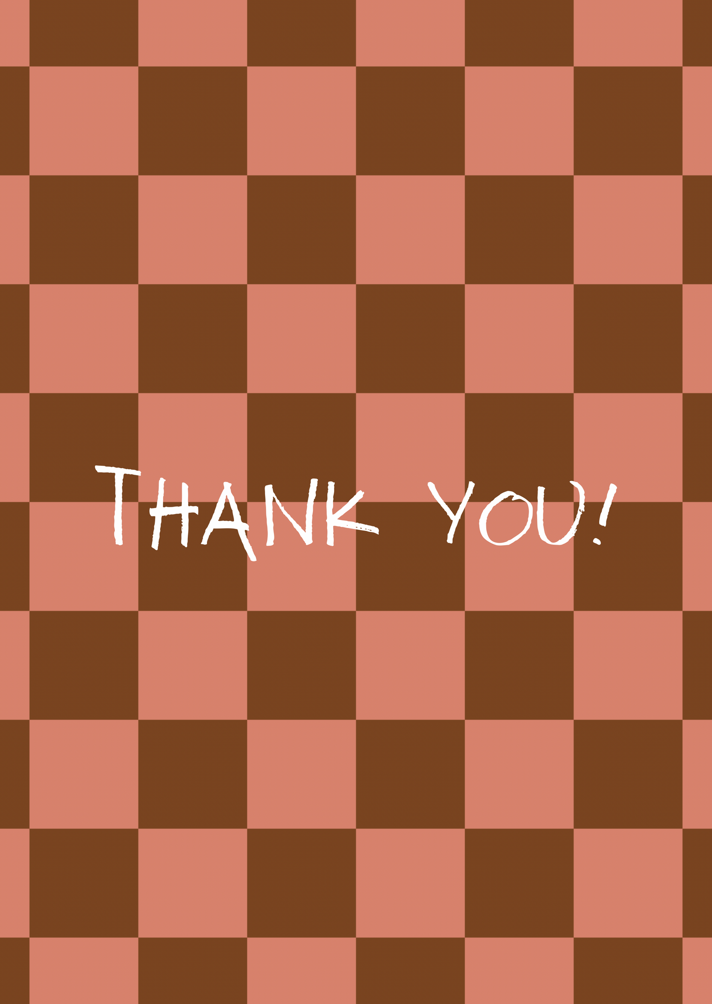 Kaart thank you ruitjes bruin-roze