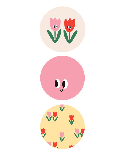 Stickers tulpen  - 5cm 6 stuks