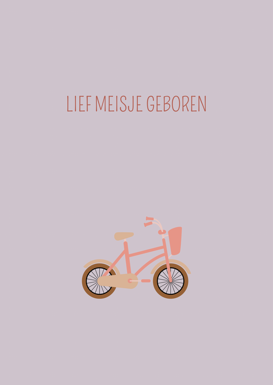 Kaart lief meisje geboren fietsje