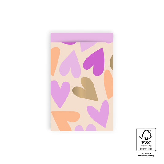 Cadeauzakje hartjes | 12x19cm | 5 stuks