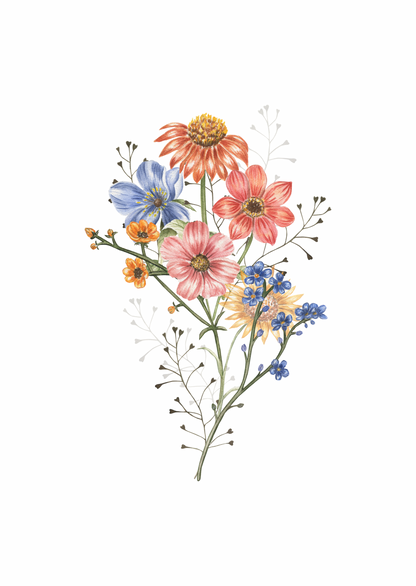 Mini kaart bloemen fleurig