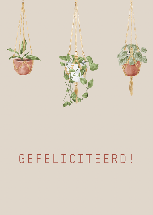 Kaart gefeliciteerd plantjes
