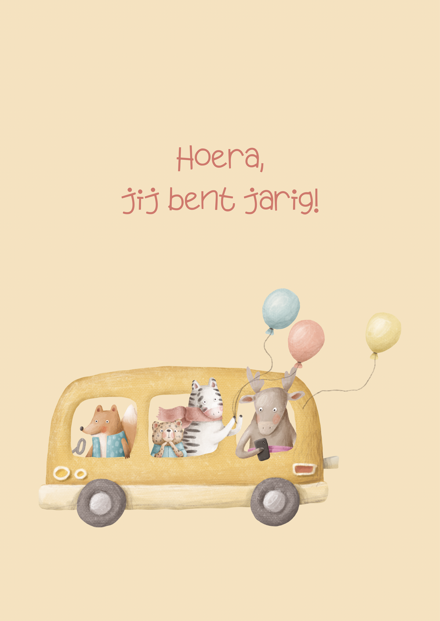 Kaart hoera, jij bent jarig busje