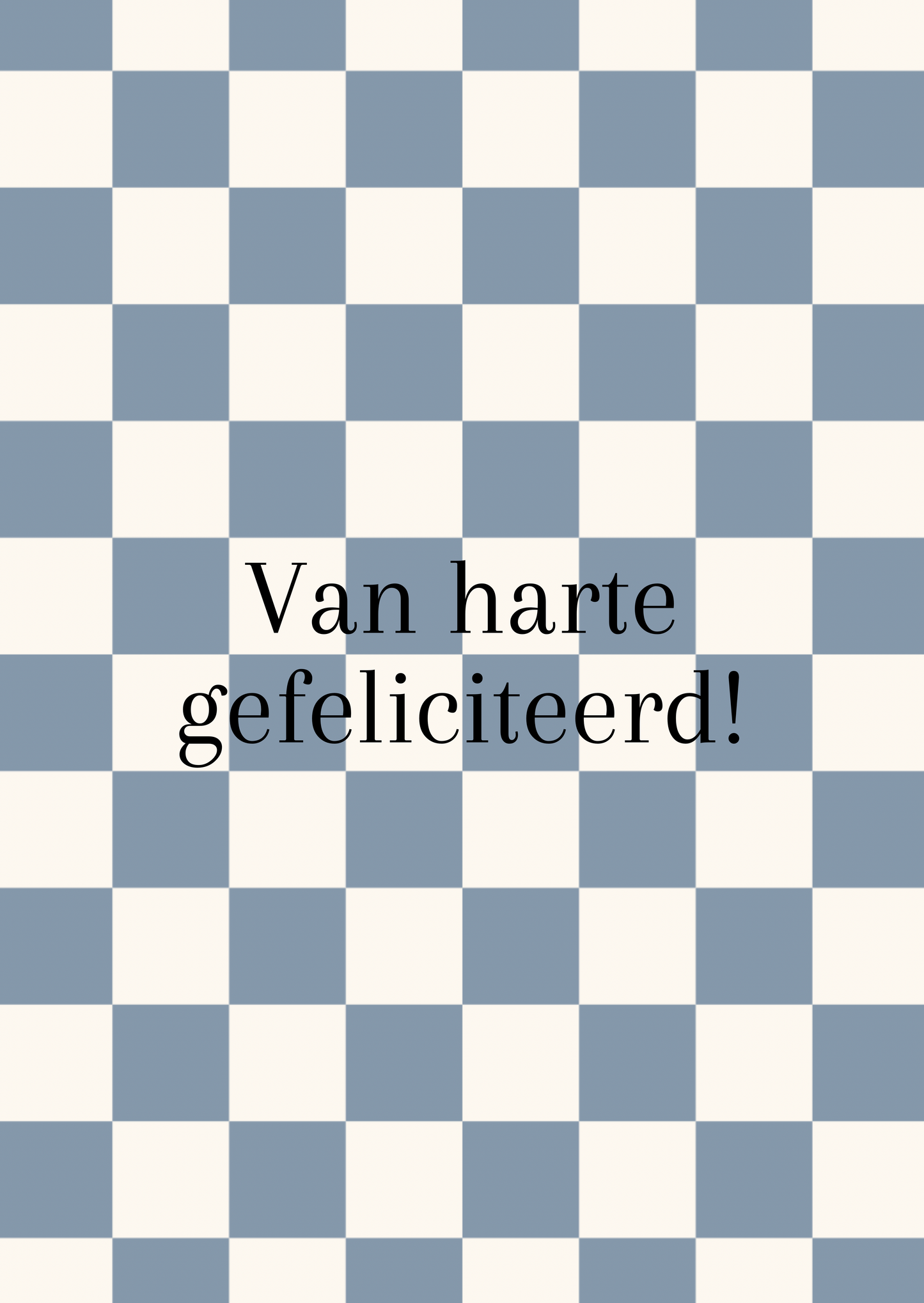 Kaart gefeliciteerd blauwe ruitjes