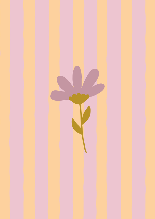 Kaart lila bloem strepen