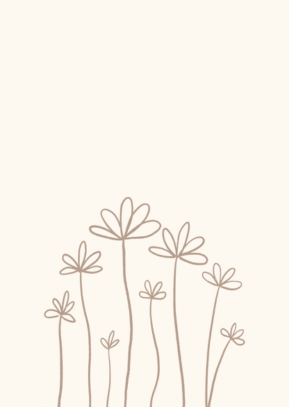Kaart bloemen crème-bruin
