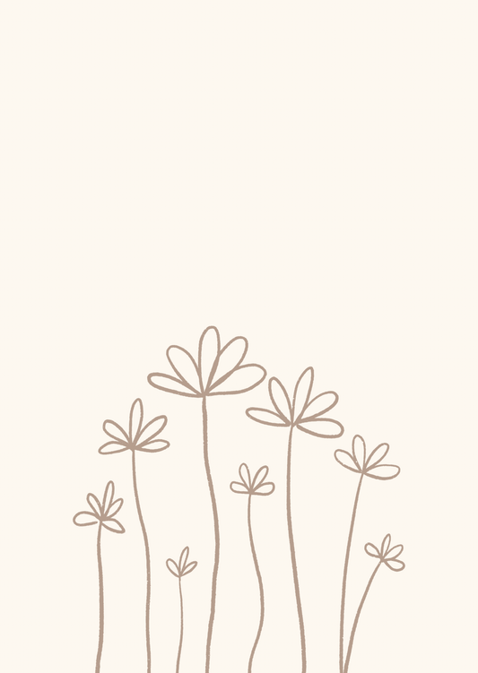 Kaart bloemen crème-bruin