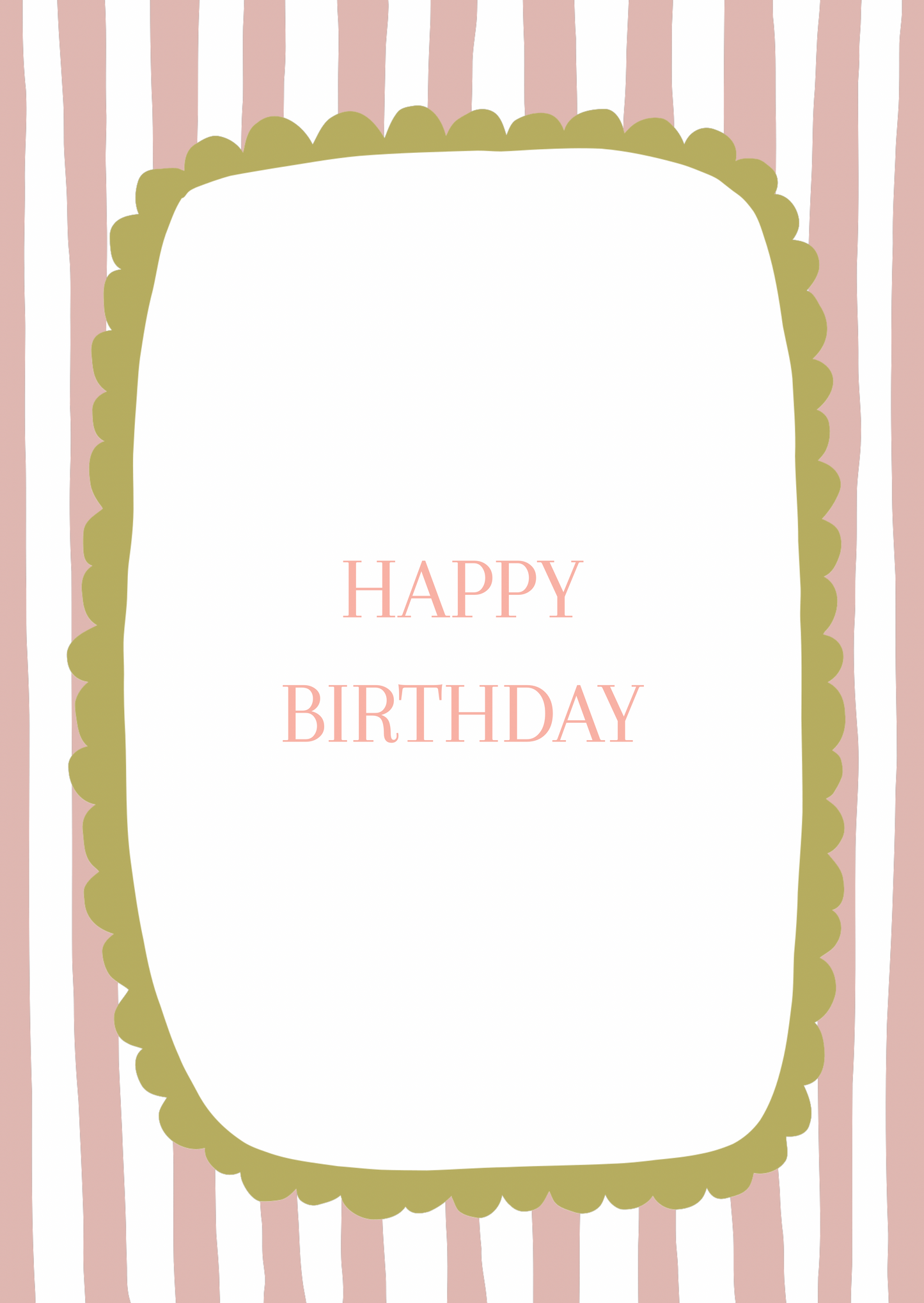Kaart happy birthday kader en strepen roze-groen