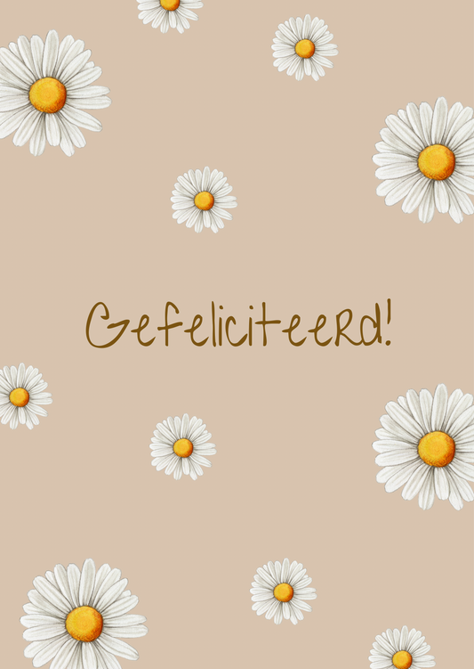 Kaart gefeliciteerd madeliefjes