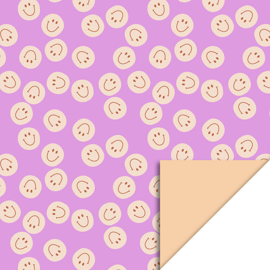 Cadeaupapier smileys roze 70cm