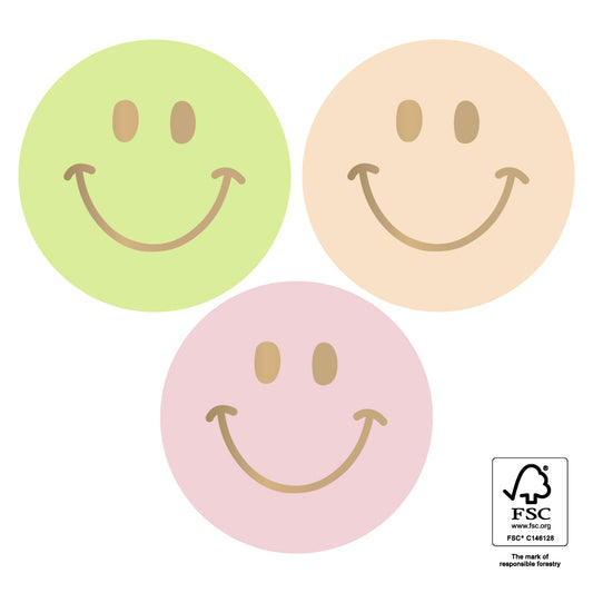Stickers smileys roze  - 5,5cm 6 stuks