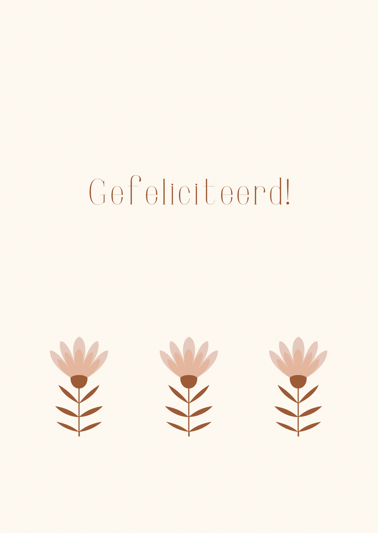 Kaart gefeliciteerd drie roze bloemen