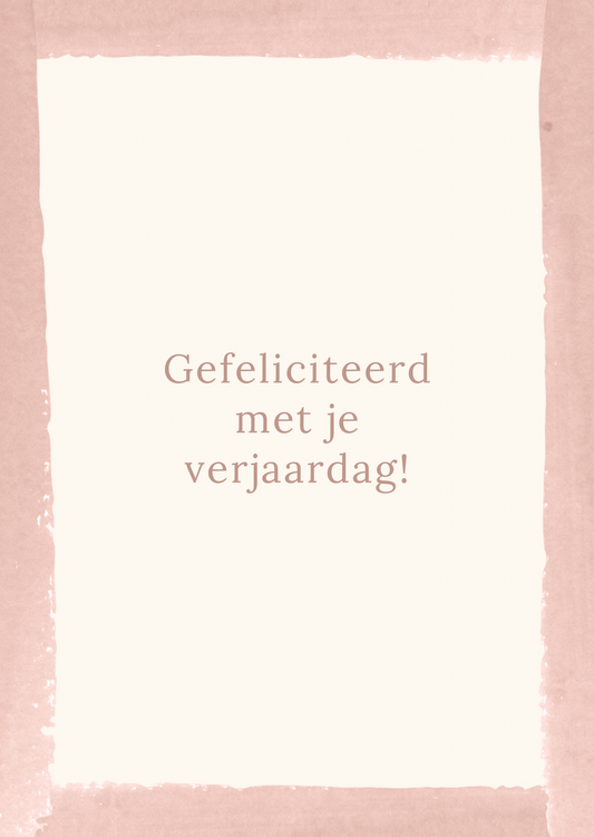Kaart gefeliciteerd roze aquarel streep
