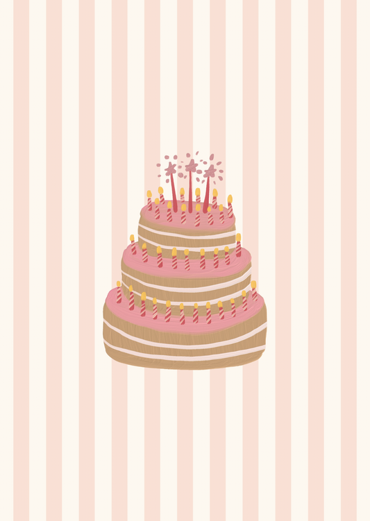 Kaart taart strepen roze-groen