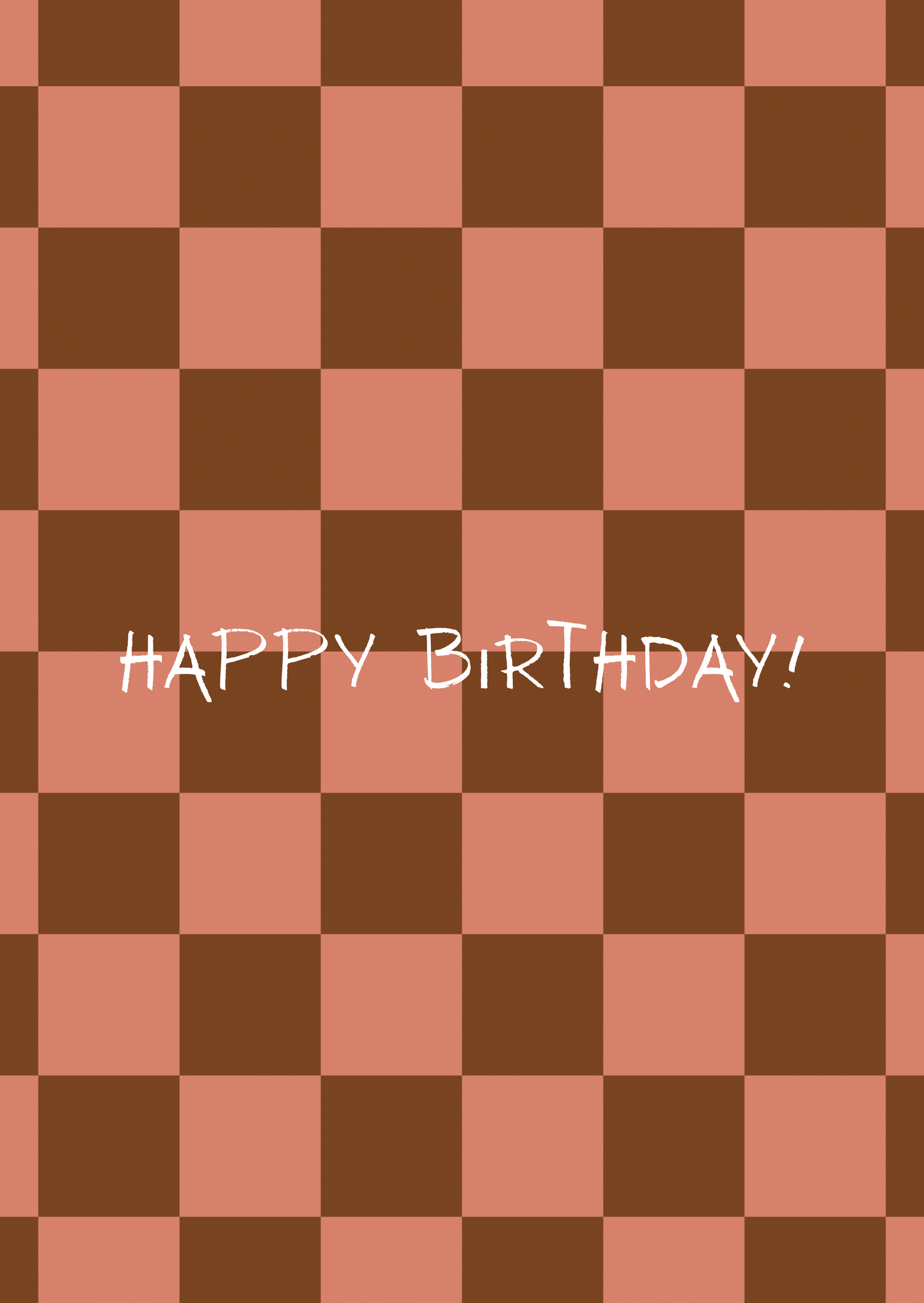 Kaart happy birthday ruitjes bruin-roze