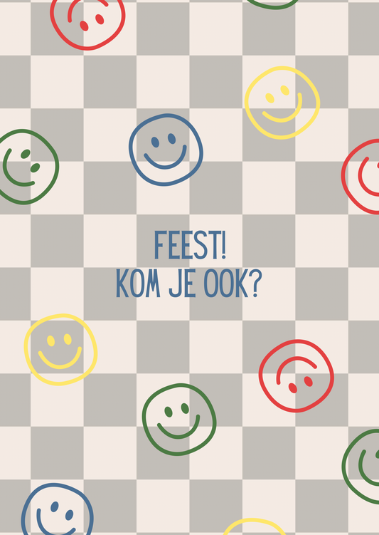 Uitnodiging feestje smileys