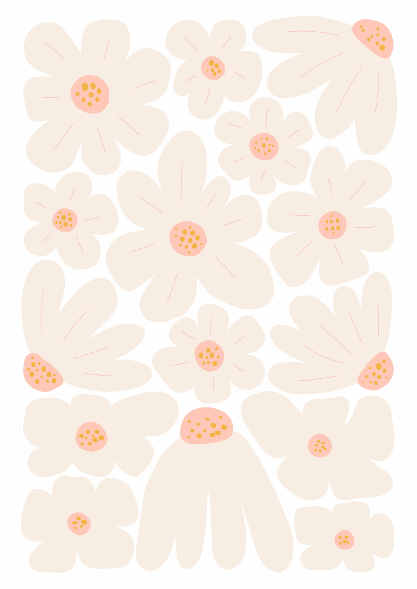 Kaart bloemen beige-roze zonder tekst