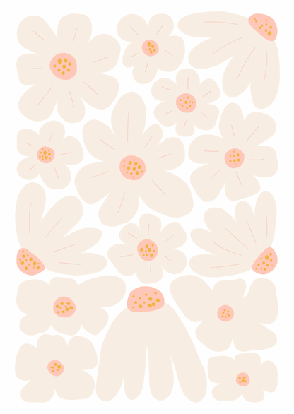 Kaart bloemen beige-roze zonder tekst