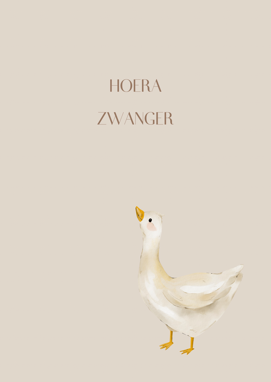 Kaart hoera, zwanger gans