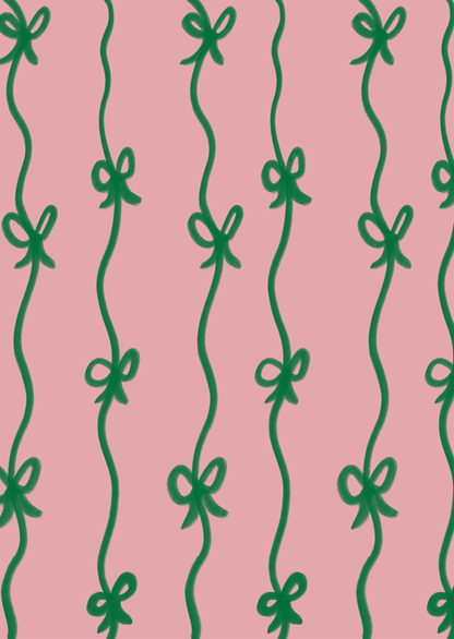 Kaart strikjes roze-groen