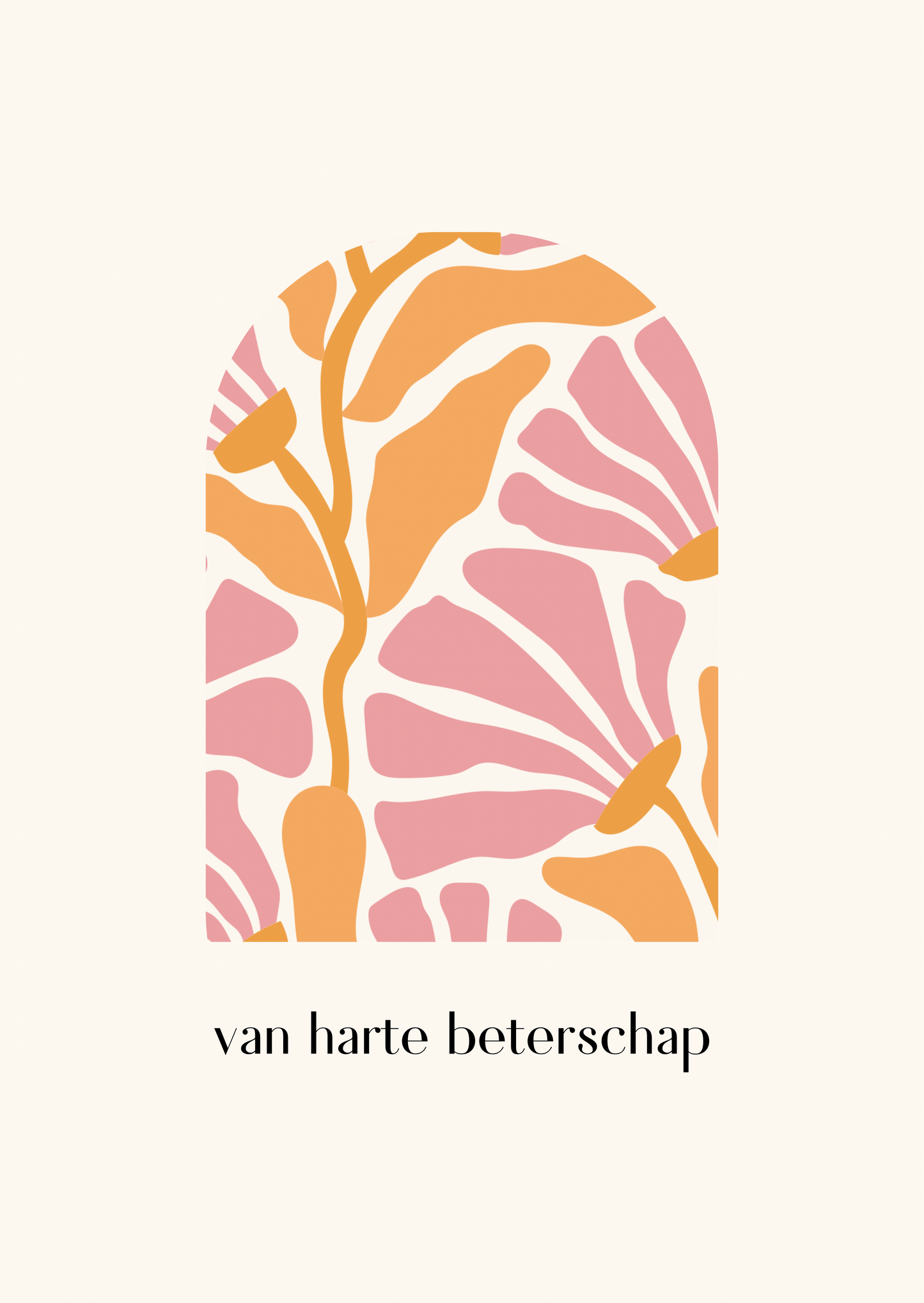 Kaart van harte beterschap oranje-roze