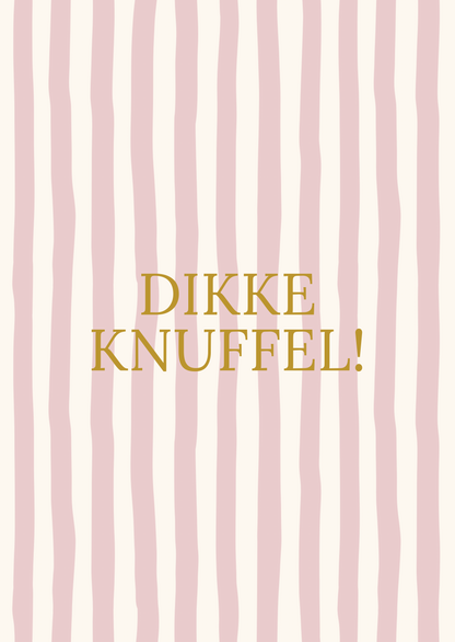 Kaart dikke knuffel streepjes roze