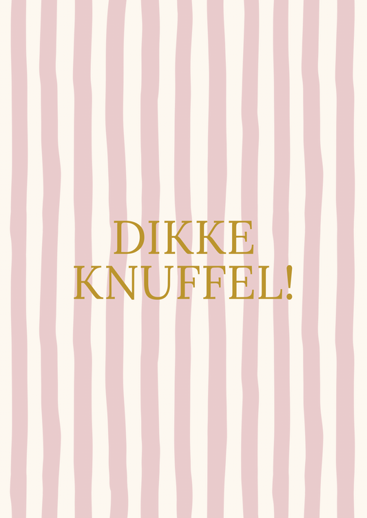 Kaart dikke knuffel streepjes roze