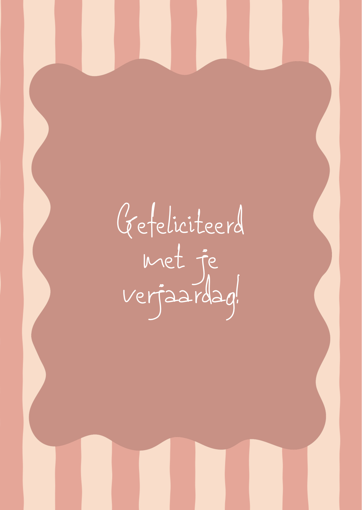 Mini kaart gefeliciteerd roze streep