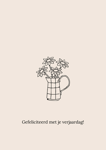 Kaart gefeliciteerd kan met bloemen