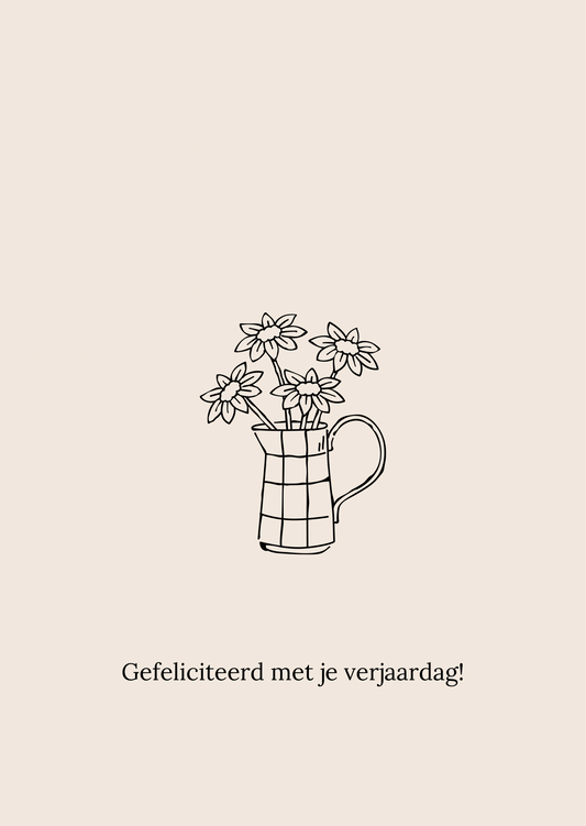 Kaart gefeliciteerd kan met bloemen