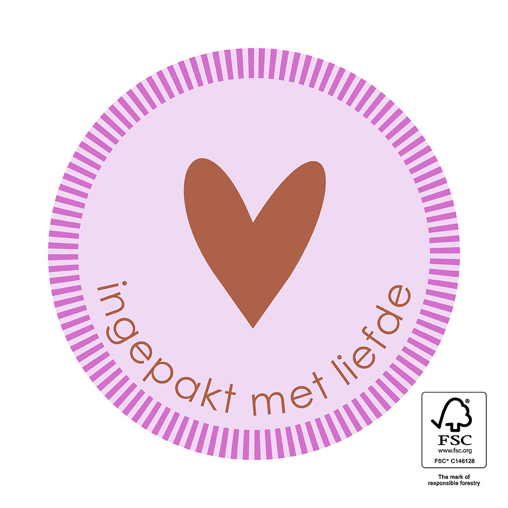 Stickers ingepakt met liefde - 5,5cm 6 stuks