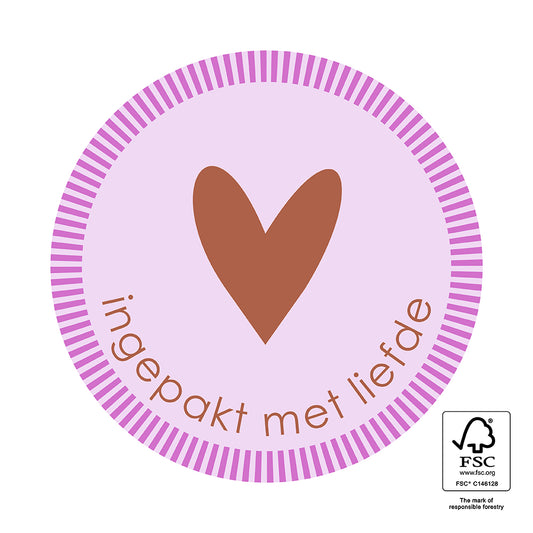 Stickers ingepakt met liefde - 5,5cm 6 stuks