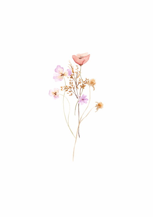 Mini kaart bloemen roze