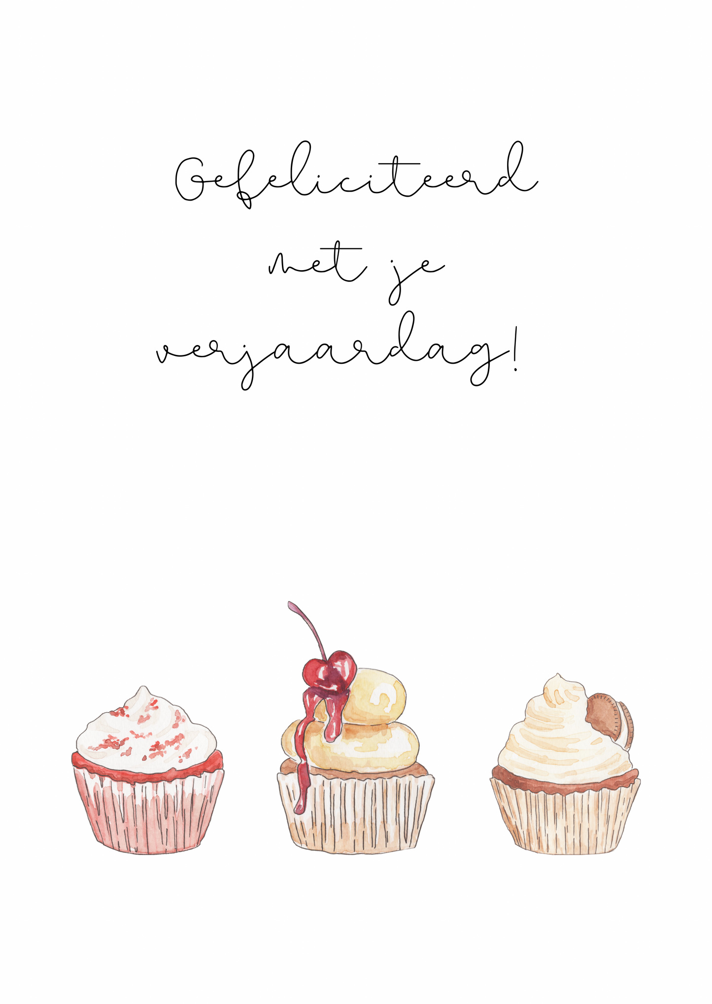 Kaart gefeliciteerd cupcakes