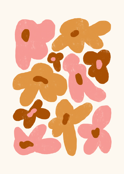 Kaart bloemen zonder tekst oranje-roze