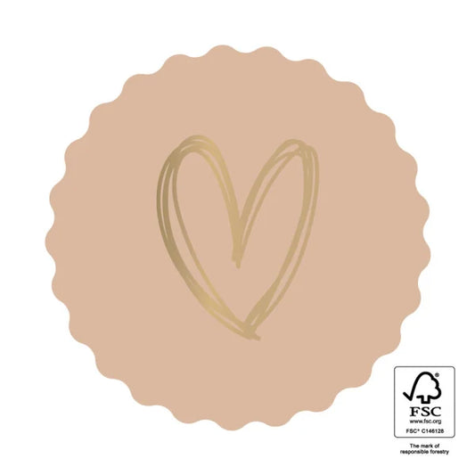 Stickers hartje goud-beige  - 5,5cm 6 stuks