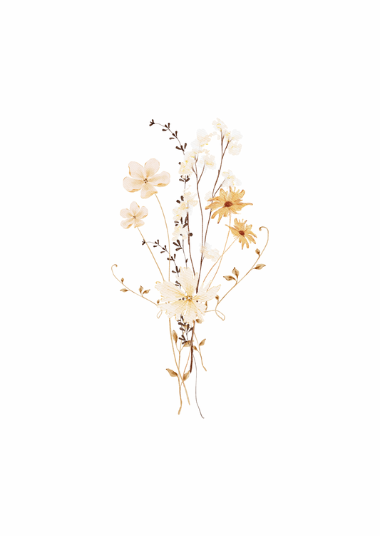 Mini kaart bloemen beige