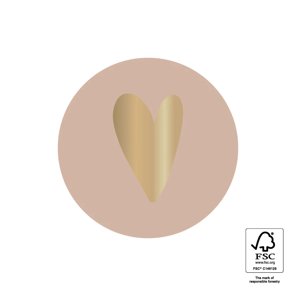 Stickers hartje beige - 3,5cm 6 stuks