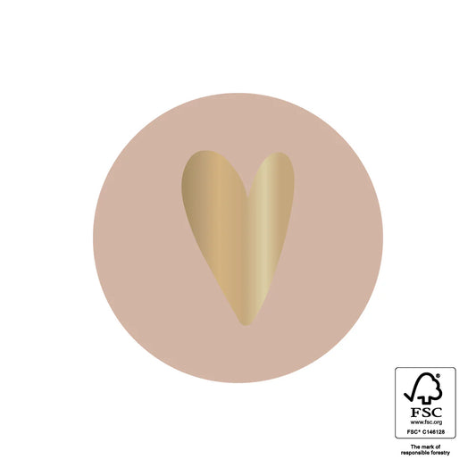 Stickers hartje beige - 3,5cm 6 stuks