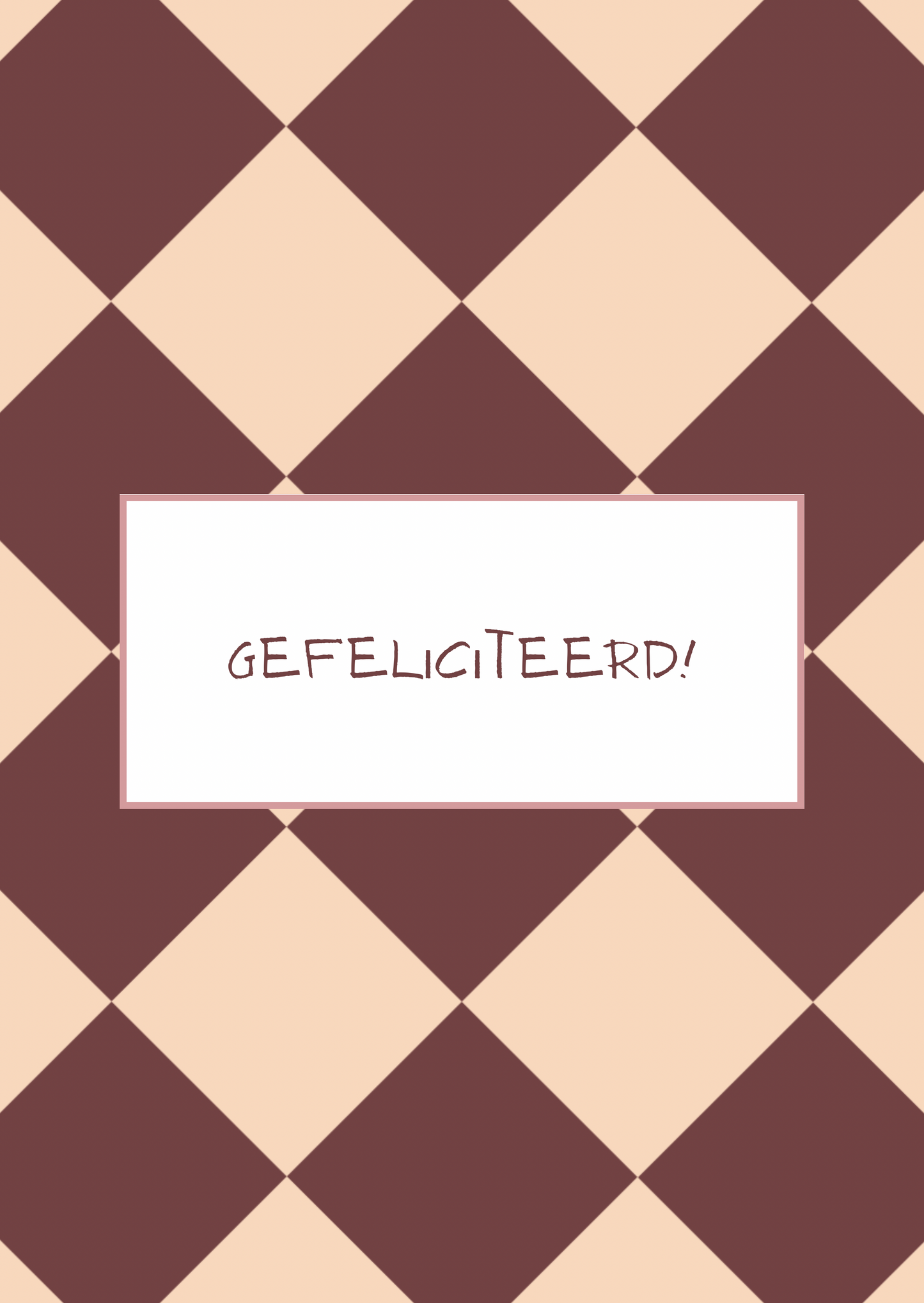 Kaart gefeliciteerd paars-beige